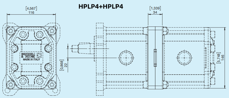 Bondioli＆Pavesi邦貝HPLP4+HPLP4多級(jí)齒輪泵尺寸