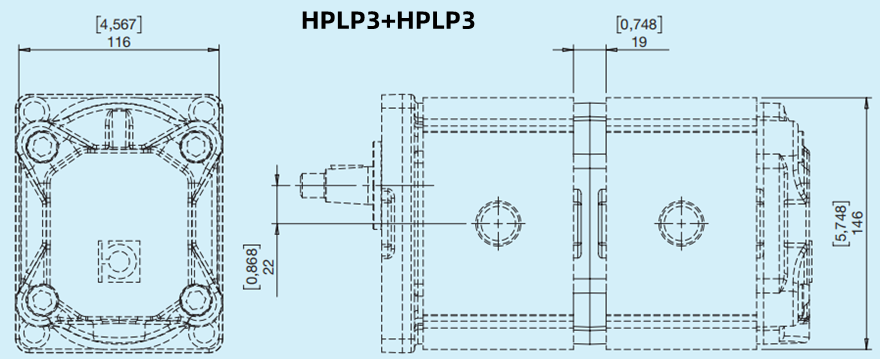 Bondioli＆Pavesi邦貝HPLP3+HPLP3多級齒輪泵尺寸